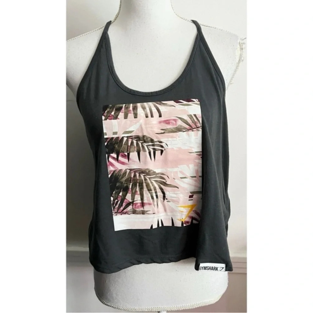 GYMSHARK • Grey Distort Palm Vest Twist Back Tank Top